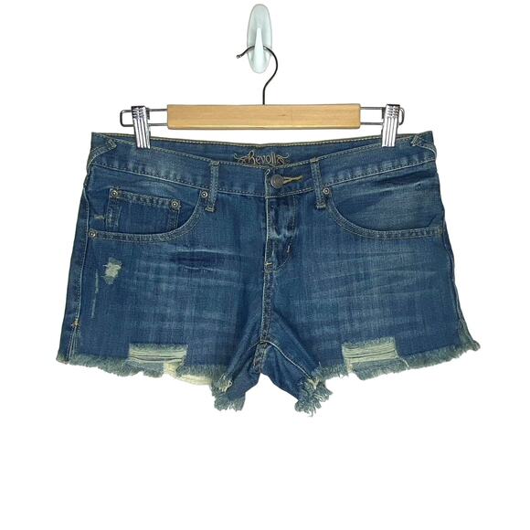 Revolt Daisy Duke Denim Shorts Cut Offs Distressed Size 9 - Picture 1 of 6